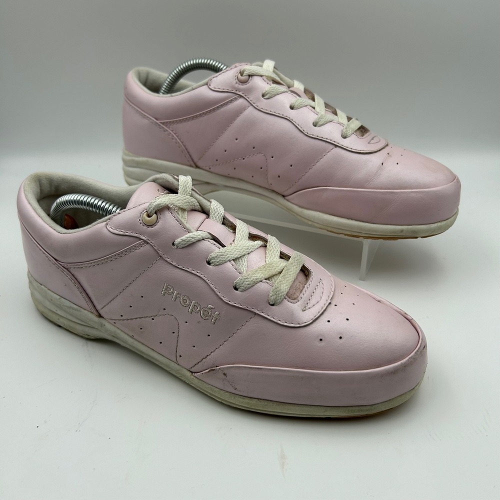 Propet Walker Pink Leather Walking Sneakers Womens‎ 9 M W3840 Shock Absorber